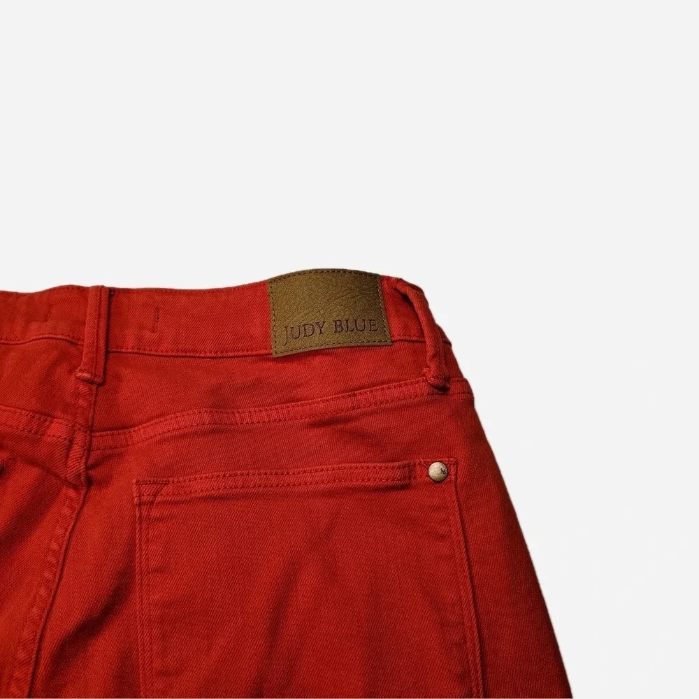 Judy Blue Garment Dyed Bermuda Short Womens 2XL Red Denim Cotton Blend Stretch